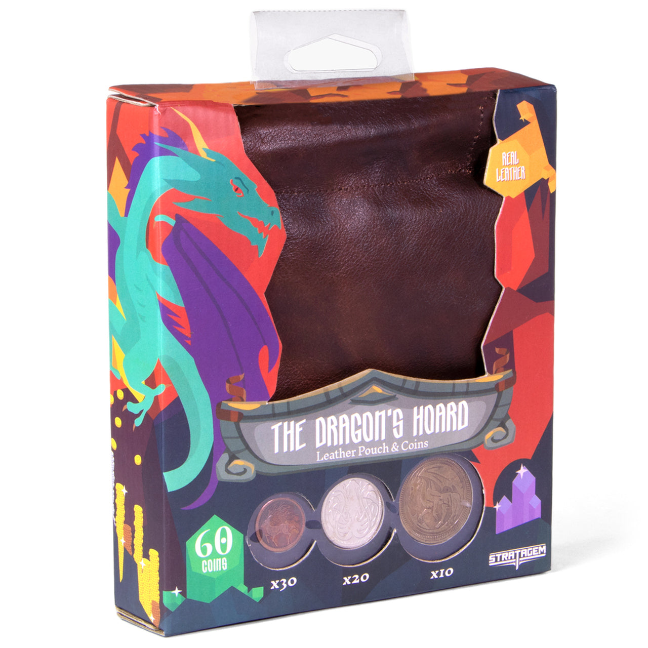 The Dragons Hoard - 60 Metal Coins in Leather Pouch