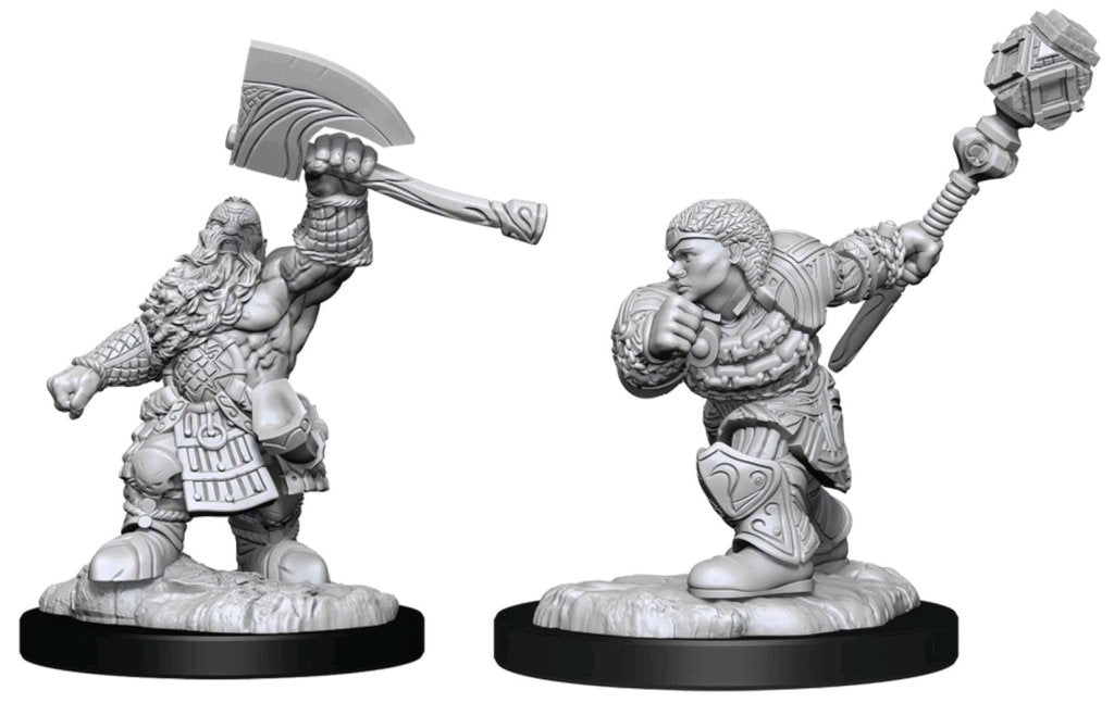 Dwarf Fighter & Dwarf Cleric - Magic the Gathering Unpainted Miniatures