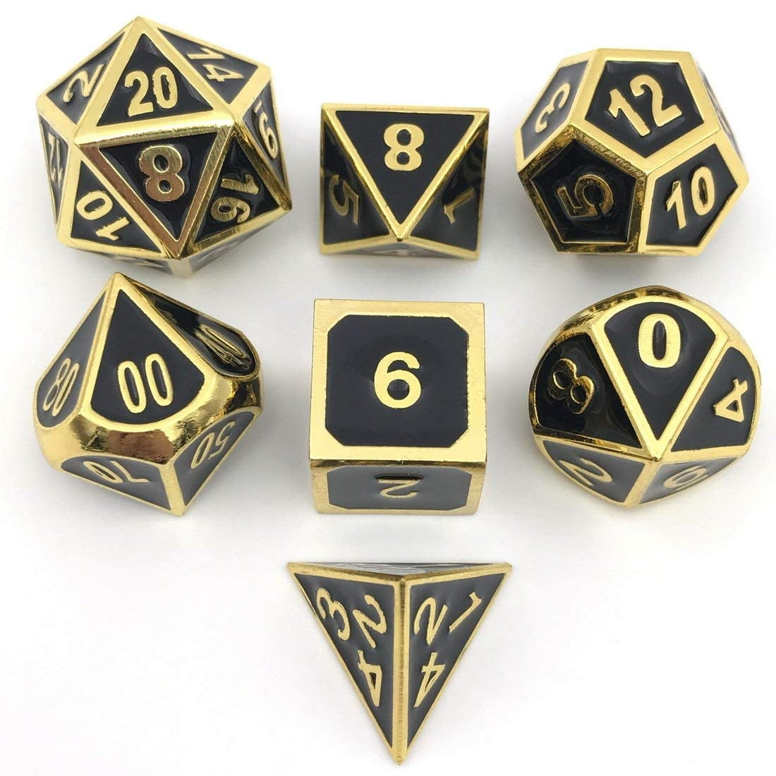 Alchemy Gold (7) - Metal Dice - Oakie Doakie Dice RPG Set