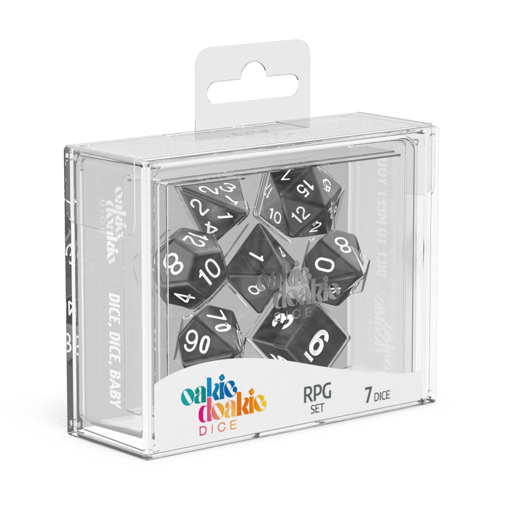 Black (7) - Marble - Oakie Doakie Dice RPG Set