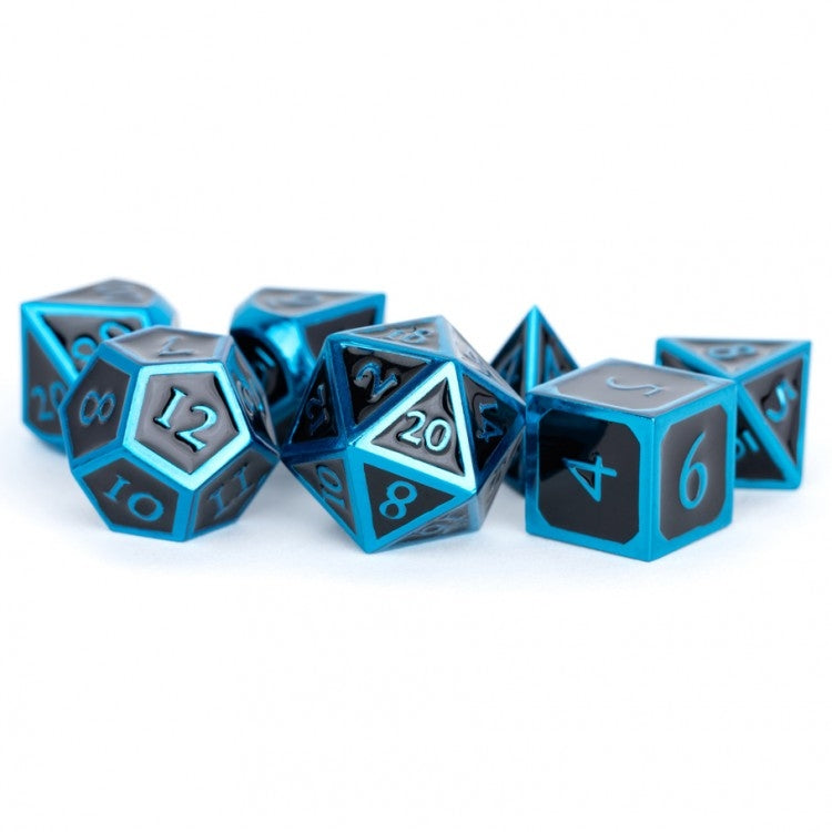 Blue/Black Enamel - MDG Metal Polyhedral Dice Set