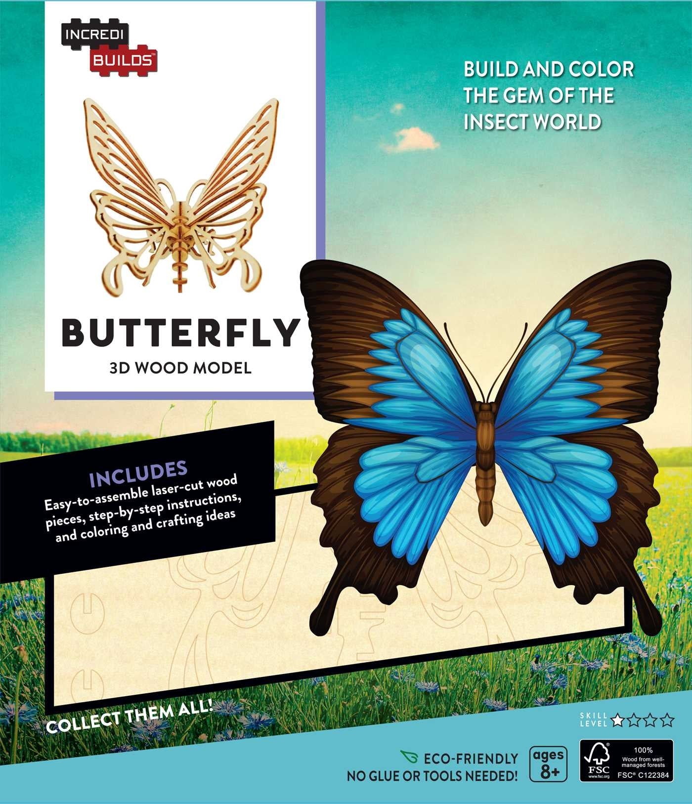Butterfly- Incredibuilds 3D Wood Model and Booklet