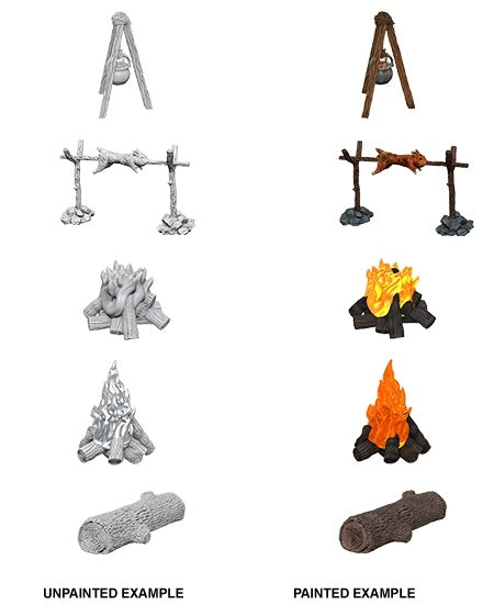 Camp Fire & Sitting Log - Wizkids Deep Cuts Unpainted Miniatures