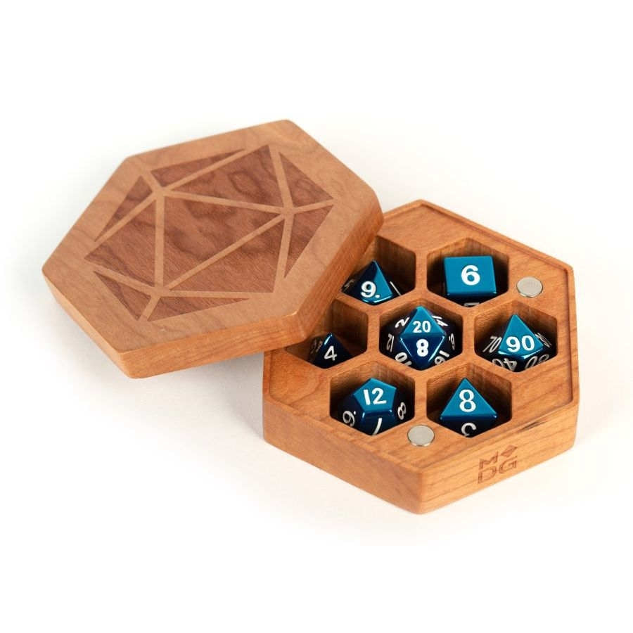 Cherry (Hex)- MDG Premium Wood Dice Case Chest
