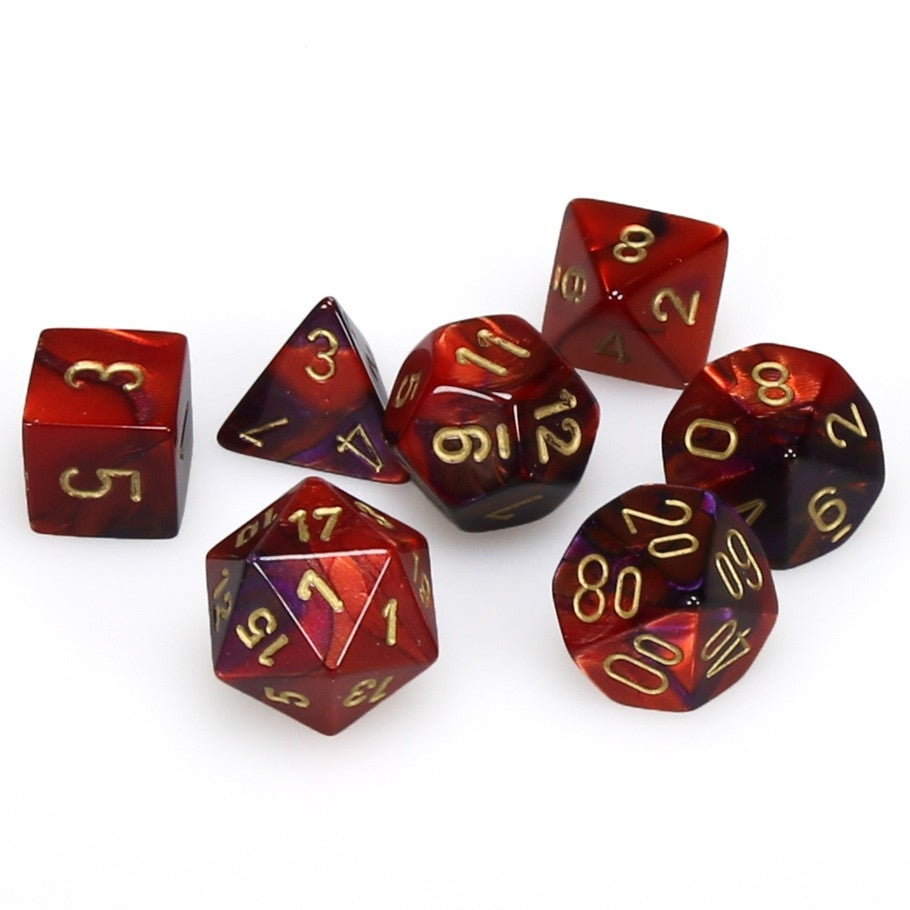 CHX26426 Gemini Polyhedral Purple-Red/gold 7-Die Set Chessex