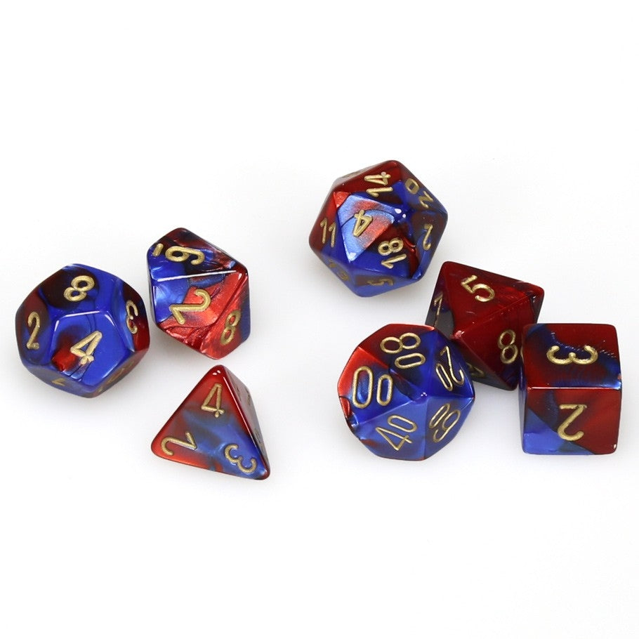 CHX26429 Gemini Polyhedral Blue-Red/gold 7-Die Set Chessex