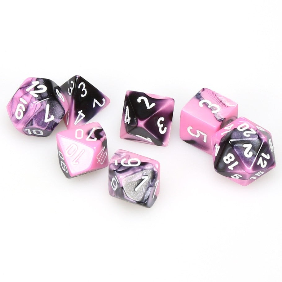 CHX26430 Gemini Polyhedral Black-Pink/white 7-Die Set Chessex