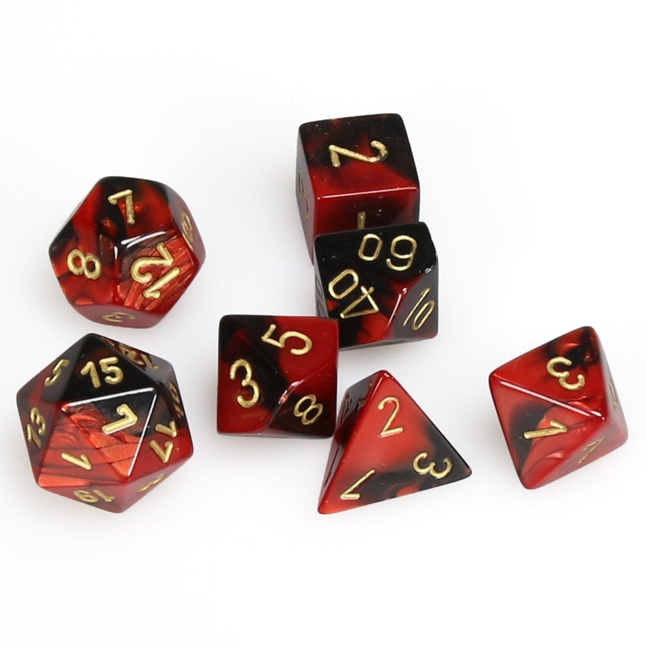 CHX26433 Gemini Polyhedral Black-Red/gold 7-Die Set Chessex
