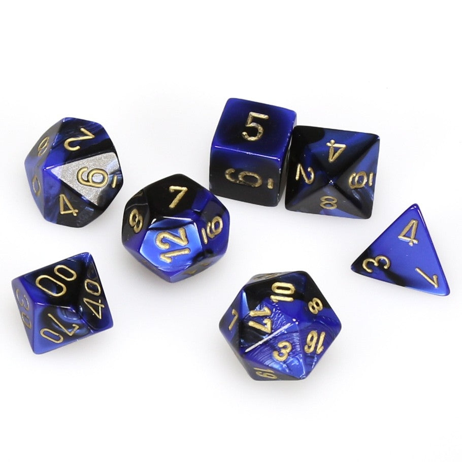 CHX26435 Gemini Polyhedral Black-Blue/gold 7-Die Set Chessex