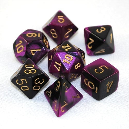 CHX26440 Gemini Polyhedral Black-Purple/gold 7-Die Set Chessex
