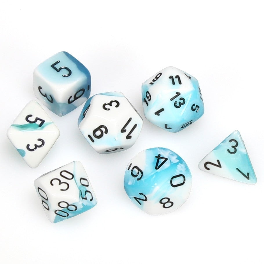 CHX26444 Gemini Polyhedral Teal-White/black 7-Die Set Chessex