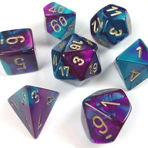 CHX26449 Gemini Polyhedral Purple-Teal w/gold 7-Die Set Chessex