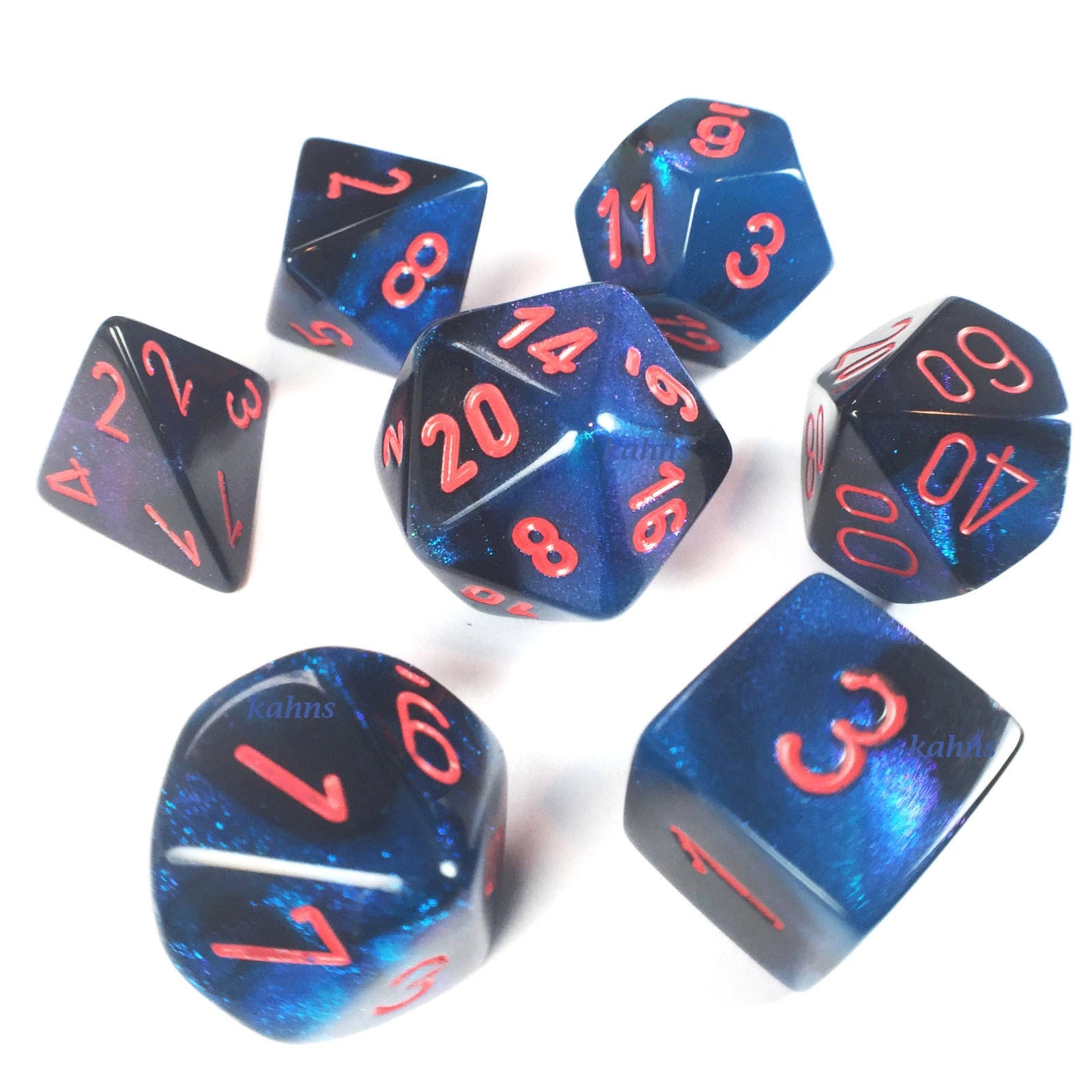 CHX26458 Gemini Polyhedral Black-Starlight w/red 7-Die Set Chessex