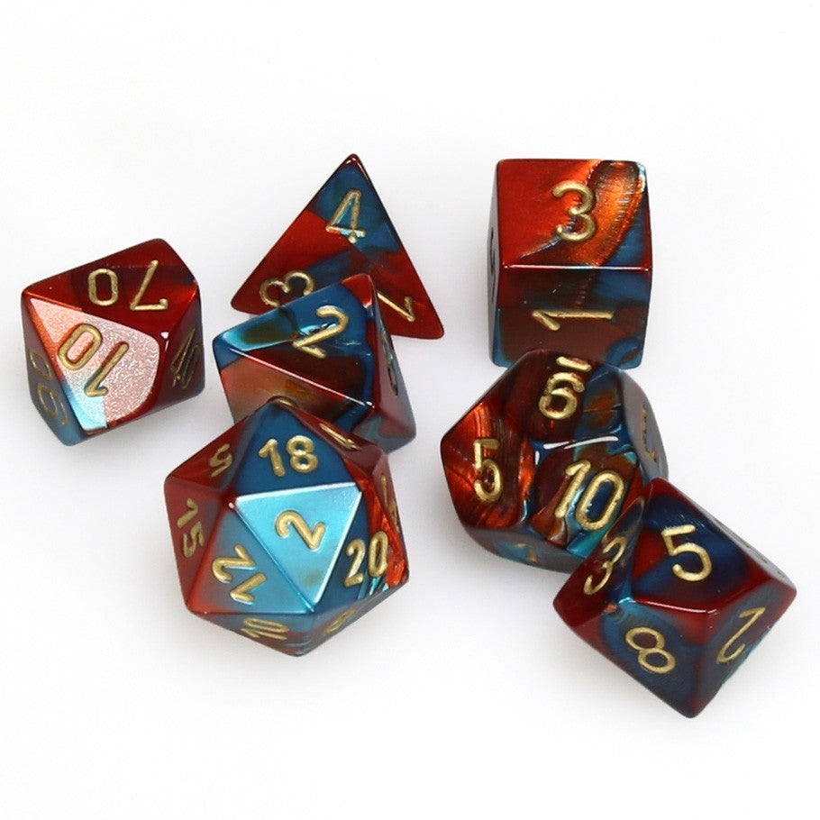 CHX26462 Gemini Polyhedral Red-Teal/gold 7-Die Set Chessex