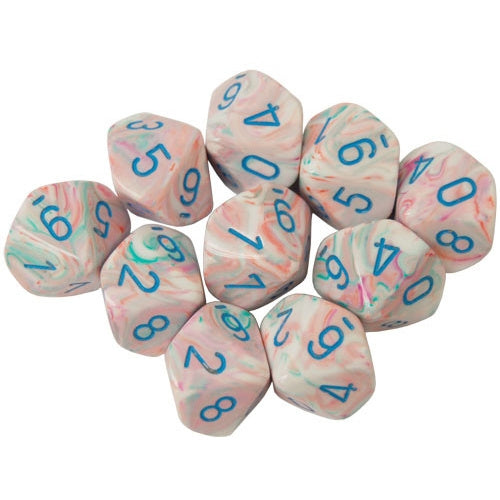 CHX27344 Festive Pop Art Blue Set of Ten d10s Chessex