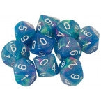 CHX27346 Festive Waterlily wh Set of Ten d10s Chessex
