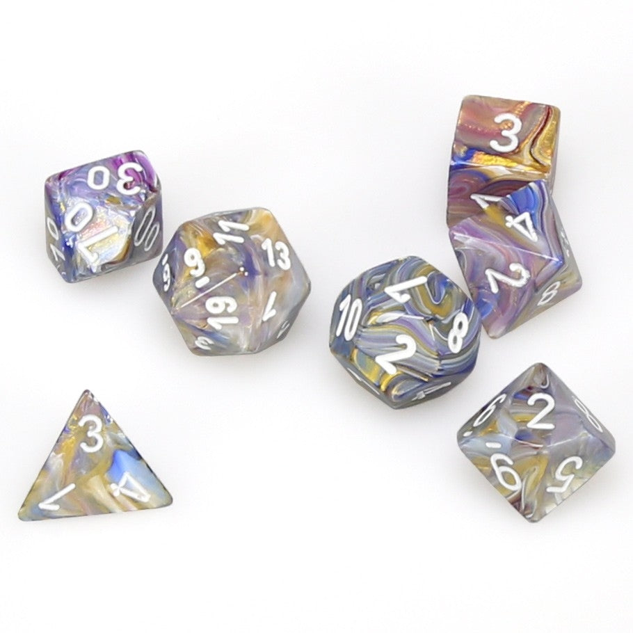 CHX27440 Festive Polyhedral Carousel/white 7-Die Set Chessex
