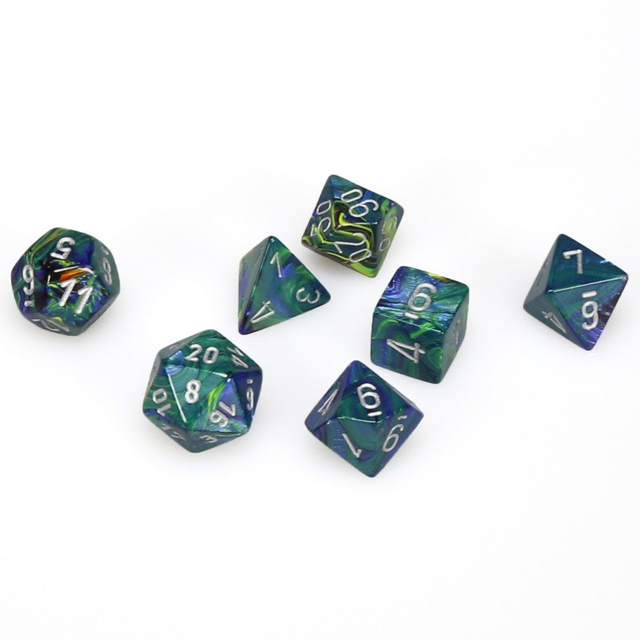 CHX27445 Festive Polyhedral Green/silver 7-Die Set Chessex