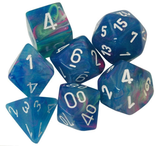 CHX27546 Festive Polyhedral Waterlily wh 7-Die Set Chessex