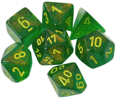 CHX27565 Borealis Polyhedral Maple GR ye 7-Die Set Chessex