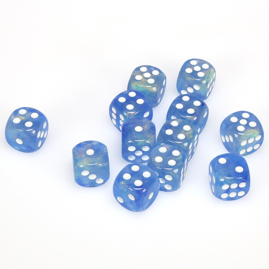 CHX27626 Borealis 16mm d6 Sky Blue/white Dice Block Chessex