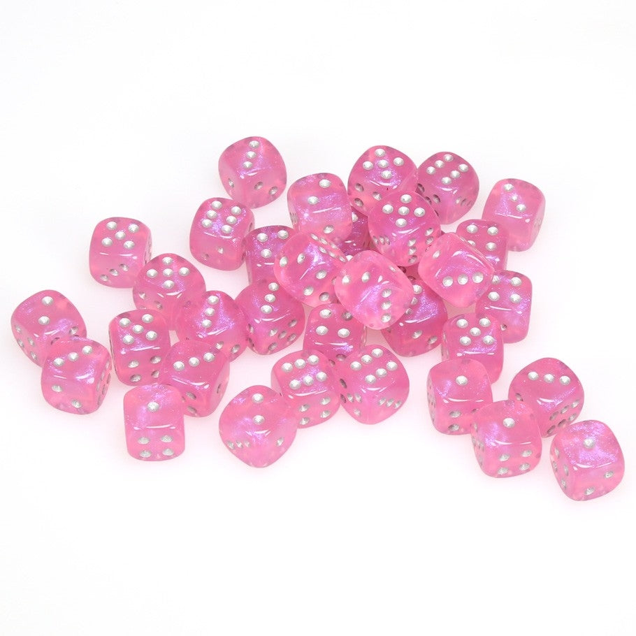 CHX27804 Borealis 12mm d6 Pink/silver Dice Block Chessex