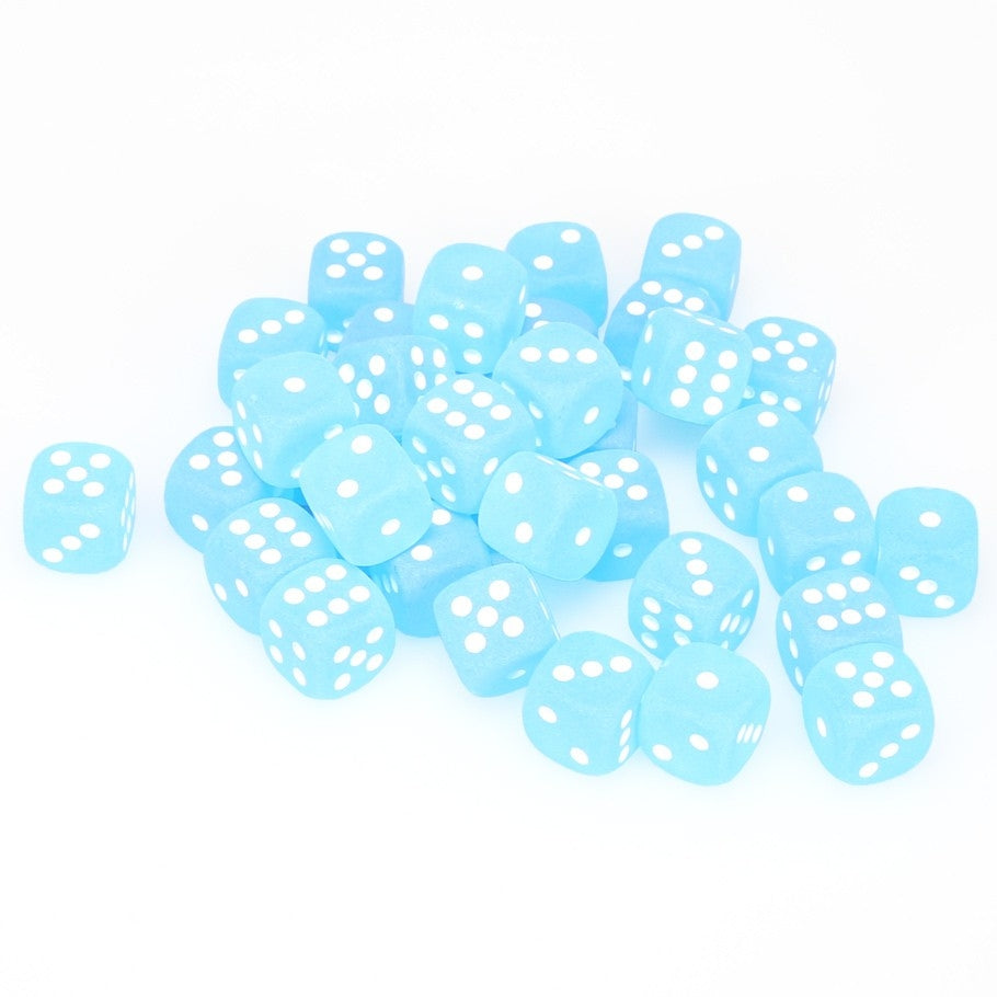CHX27816 Frosted 12mm d6 Caribbean Blue/white Dice Block Chessex