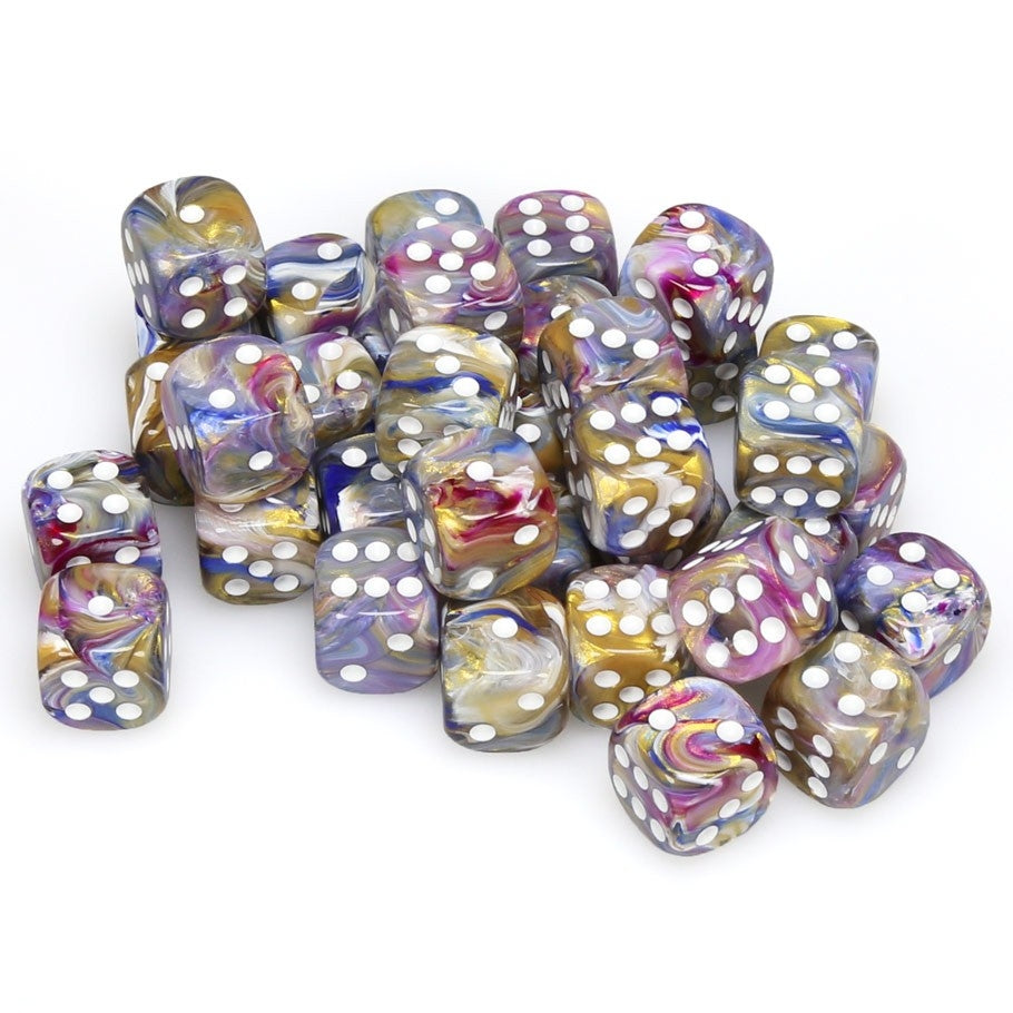 Festive Carousel/white 12mm d6 Dice Block Chessex