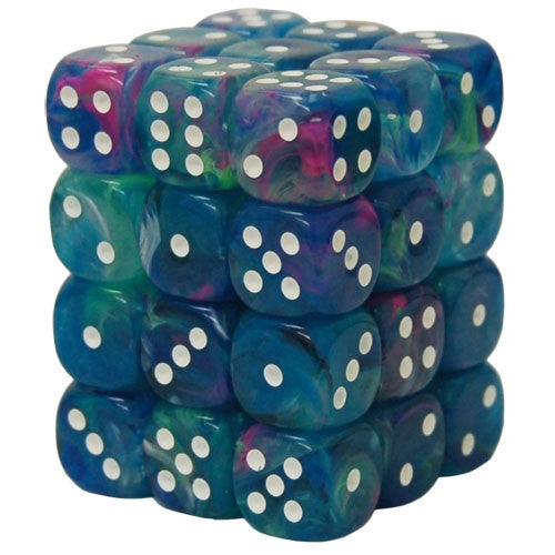 CHX27946 Festive 12mm d6 Waterlily wh Dice Block Chessex