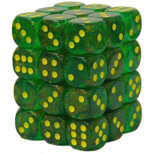 CHX27965 Borealis 12mm d6 Maple Gr ye Dice Block Chessex