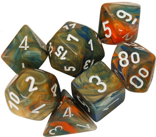 CHX30001 Festive Polyhedral Autumn/white 7-Die Set Chessex