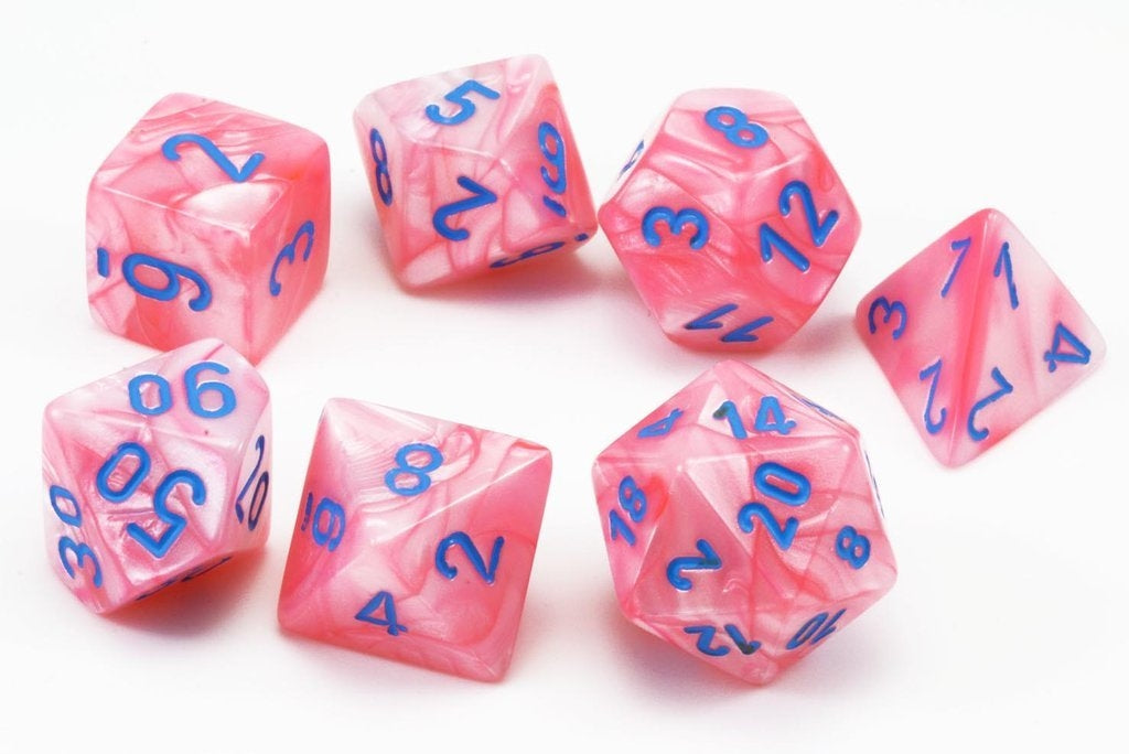 CHX30003 Lustrous Polyhedral Pink/Blue 7-Die Set Chessex