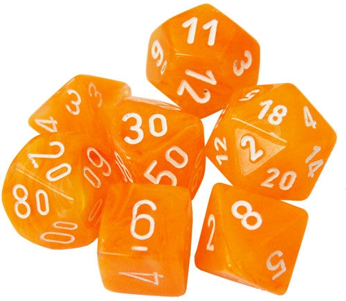 CHX30007 Festive Polyhedral Flare/White 7-Die Set Chessex