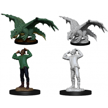 Dragon Green Wyrmling and Afflicted Elf - D&D Nolzurs Marvelous Unpainted Miniatures