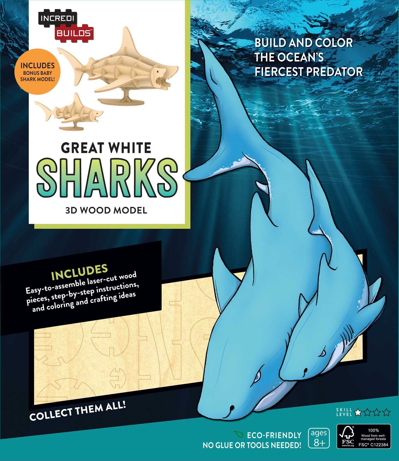 Great White Shark - Incredibuilds 3D Wood Model and Booklet