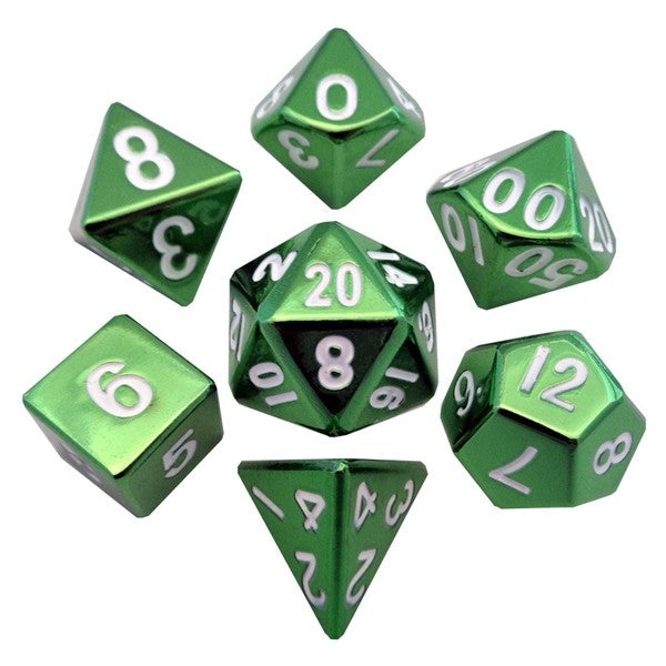 MDG Metal Polyhedral Dice Set - Green Painted