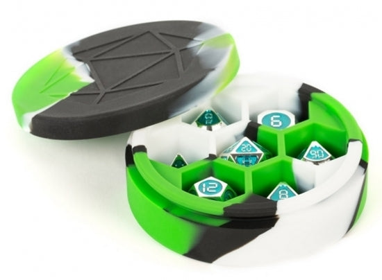 Green/Black/White - MDG Silicone Dice Case Round