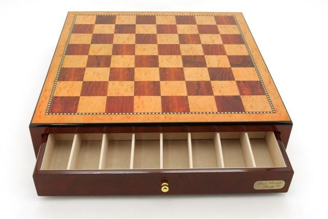 L2288MDR  - 18" Shiny Mahogany Chess Board with Drawer BOARD ONLY