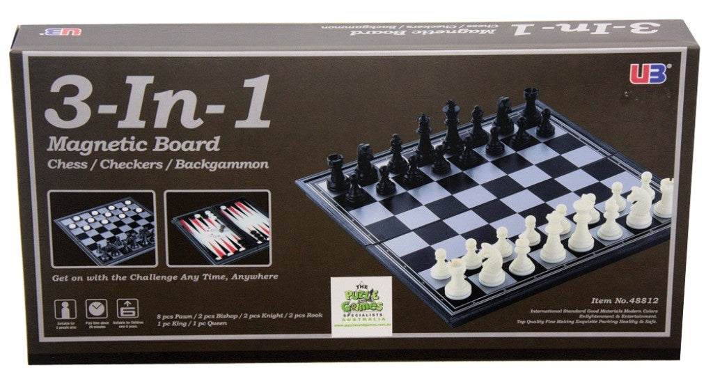 Magnetic Games- 3in1 12.5Inch- Chess/Chk/Back
