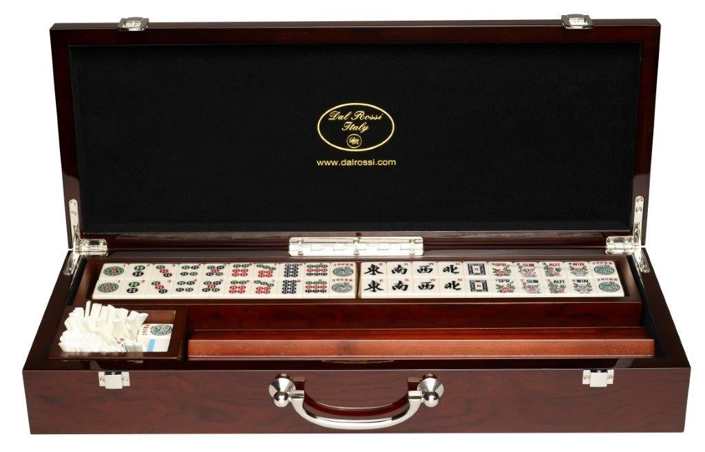 Mahjong Set- Large Wooden Case with Rail