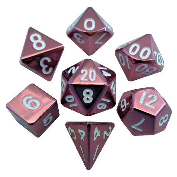 MDG Metal Polyhedral Dice Set - Pink Painted