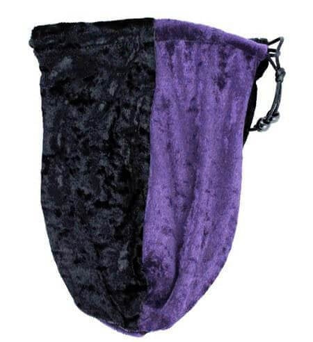 Purple Satin Lined - Black Velvet Dice Bag 9.5x10cm