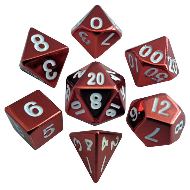 Red Painted - MDG Metal Polyhedral Dice Set