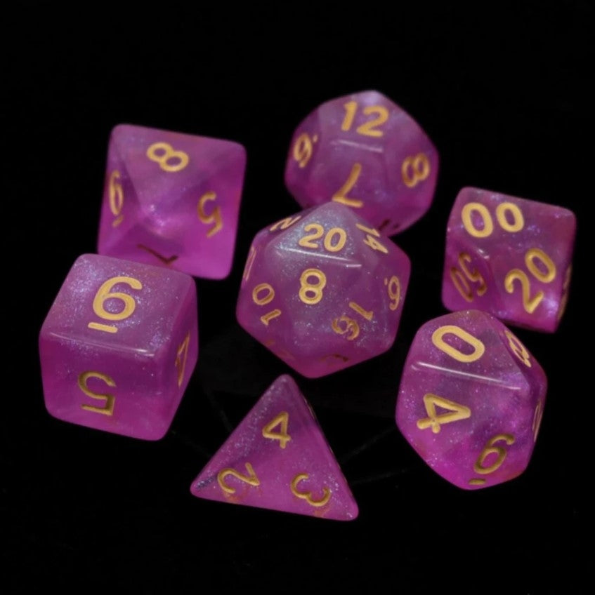 Sakura with Gold - Die Hard Dice Polymer RPG Polyhedral Set