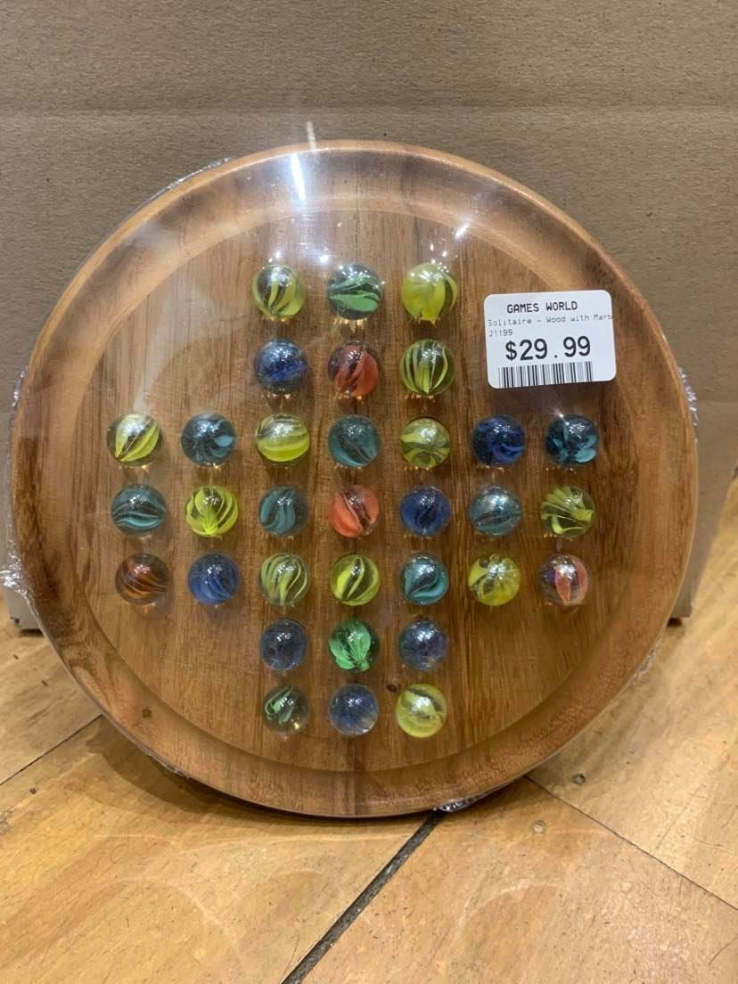 Solitaire - Wood with Marbles 8.5 inch