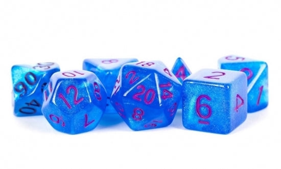 Stardust Blue Purple Numbers - MDG Acrylic Polyhedral Dice Set